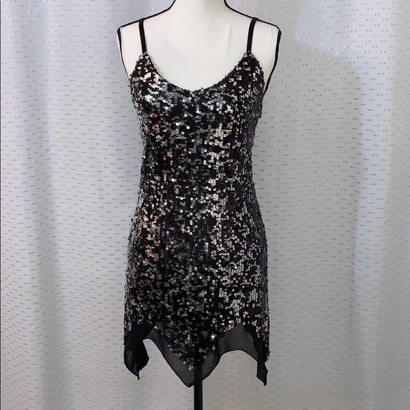 Poetry Dresses & Skirts - Sequin Dress Scallop Hem